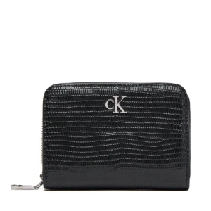Mały Portfel Damski Calvin Klein Lizard Embossed Lthr Med Flap Zi LV04F1067G Czarny