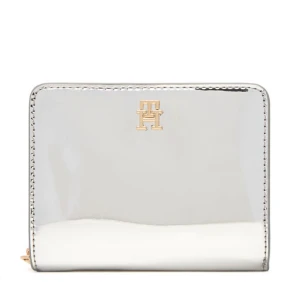 Mały Portfel Damski Tommy Hilfiger Med Za W/Flap Met AW0AW18037 Srebrny