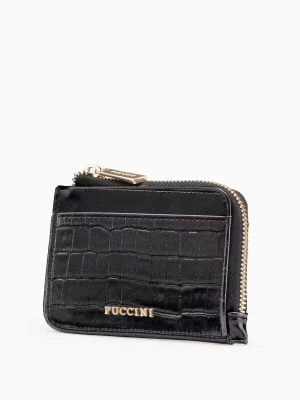 Mały portfel damski ze skóry ekologicznej crocco czarny Puccini