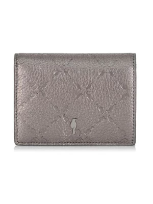 Mały srebrny skórzany portfel damski OCHNIK
