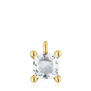 Mały Wisiorek Ze Srebra Pokrytego 18-Karatowym Złotem, Z Kryształem Górskim Color White - Tous Rozmiar