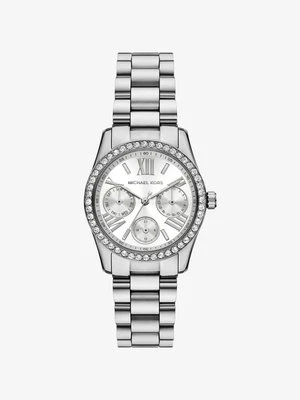 Mały zegarek Lexington w srebrnym kolorze z kryształkami pavé Michael Kors