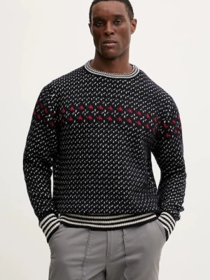 Mammut sweter wełniany Mammut x Cabourn Direttissima kolor granatowy ciepły 1014.07060