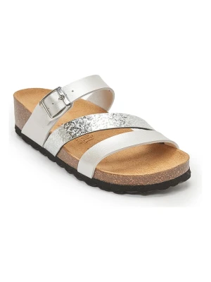 Mandel Klapki w kolorze srebrnym na koturnie rozmiar: 39