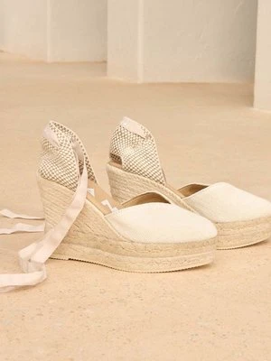 Manebi espadryle La Havana Heart-Shaped Wedge Espadrilles kolor biały na koturnie O 7.0 WH