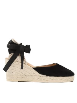 Manebi Espadryle Soft Suede Low Wedge Espadrilles K 1.0 WL Czarny