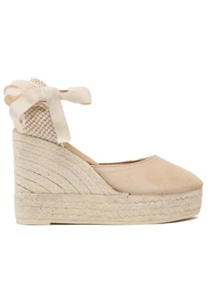 Manebi Espadryle Soft Suede Wedge Espadrilles M 1.1 WV Beżowy