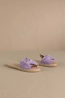 Manebi klapki zamszowe Hamptons Sandals With Knot damskie kolor fioletowy W 1.3 JK