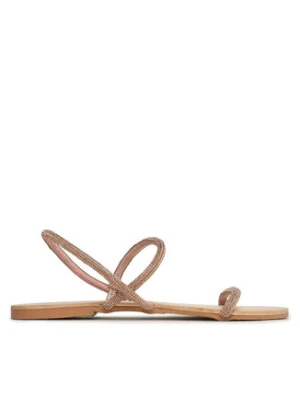 Manebi Sandały Crystal Embellished Leather Sandals V 6.3 Y0 Różowy