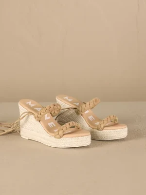 Manebi sandały zamszowe Hamptons Two Braided Bands Wedge Espadrilles kolor beżowy M 1.1 WE