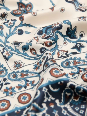 MANGO - Apaszka satynowa ze wzorem paisley ciemnogranatowy - Rozmiar uniwersalny - Kobieta