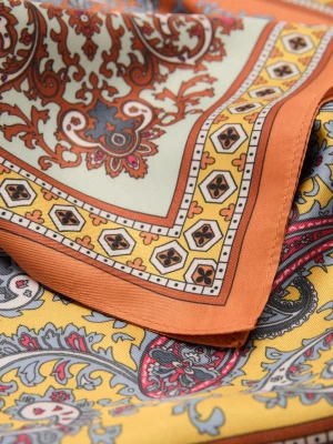 MANGO - Apaszka satynowa ze wzorem paisley khaki - Rozmiar uniwersalny - Kobieta