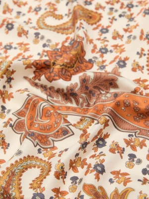 MANGO - Apaszka satynowa ze wzorem paisley pomarańczowy - Rozmiar uniwersalny - Kobieta