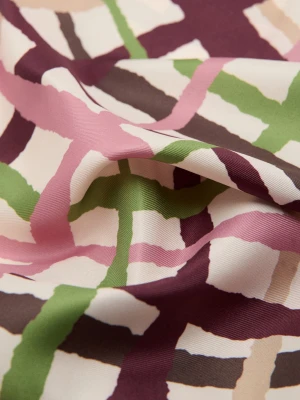 MANGO - Apaszka z geometrycznym wzorem kasztanowy - Rozmiar uniwersalny - Kobieta