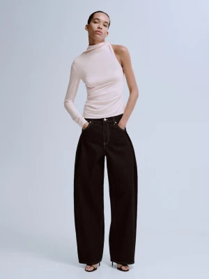 Asymetryczna bluzka z długim rękawem blady róż - Kobieta - - MANGO