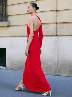 Asymetryczna sukienka z odkrytymi plecami czerwony - Kobieta - - MANGO