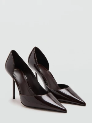Asymetryczne lakierowane buty na obcasie burgund - Kobieta - - MANGO