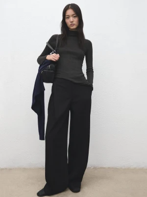 Asymetryczny sweter z golfem antracytowy - Kobieta - - MANGO