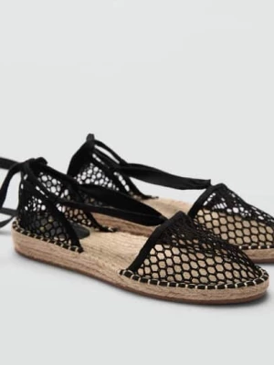 MANGO - Ażurowe espadryle czarny - - Kobieta