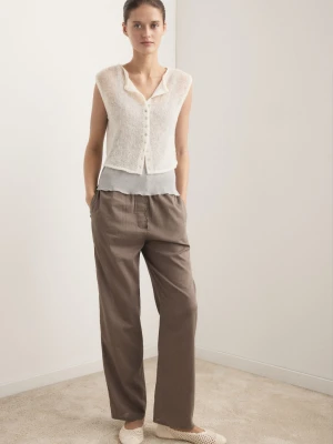 Ażurowy top z wełny złamana biel - Kobieta - - MANGO