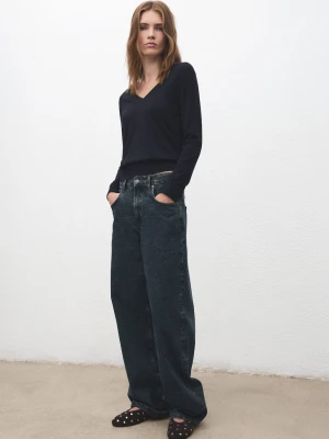 MANGO - Baleriny zamszowe z nitami czekoladowy - - Kobieta