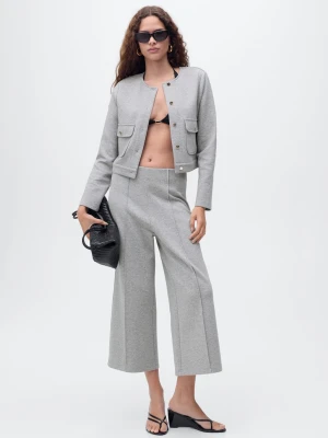 MANGO - Bawełniane spodnie crop średni szary - - Kobieta