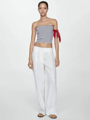 MANGO - Bawełniany top bandeau ciemnogranatowy - - Kobieta