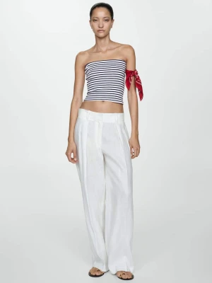 Zdjęcie produktu MANGO - Bawełniany top bandeau ciemnogranatowy - - Kobieta