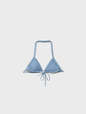 MANGO - Góra od bikini z trójkątnymi miseczkami z ozdobnymi przelotkami błękitny - - Kobieta