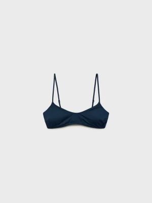 MANGO - Góra od bikini z szydełkową wstawką ciemnoniebieski - - Kobieta