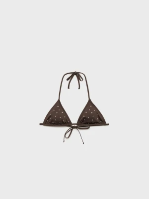 MANGO - Góra od bikini z trójkątnymi miseczkami z metalowymi zdobieniami czekoladowy - - Kobieta