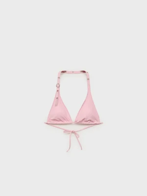 MANGO - Góra od bikini z przelotkami i sprzączką na pasku różowy - - Kobieta