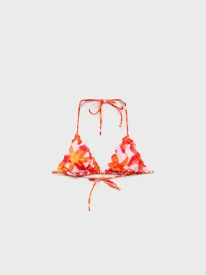 MANGO - Góra od bikini z trójkątnymi miseczkami w kwiaty różowy - - Kobieta