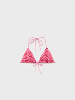 MANGO - Góra od bikini z szydełkową wstawką różowy - - Kobieta