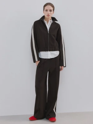 MANGO - Bluza w kontrastowe paski brązowy - - Kobieta