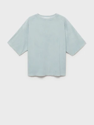 MANGO - Bluza z bawełny frotte overdyed miętowa zieleń - - Kobieta