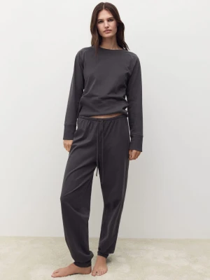 MANGO - Bluza bawełniana z miękkim wykończeniem antracytowy - - Kobieta