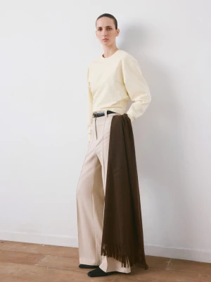 Bluza z bawełny z okrągłym dekoltem pastelowy żółty - Kobieta - - MANGO