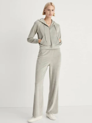 MANGO - Bluza z miękkiego weluru bladozielony - - Kobieta