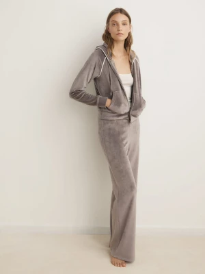 MANGO - Bluza z miękkiego weluru średni brązowy - - Kobieta