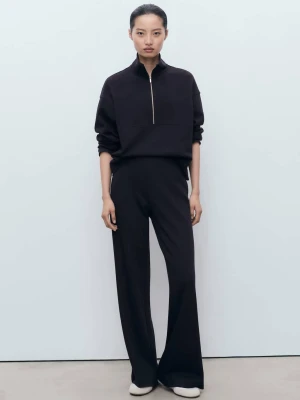MANGO - Bluza z wysokim kołnierzem na zamek granatowy - - Kobieta