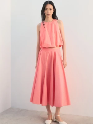 MANGO - Bluzka bawełniana o rozszerzanym kroju koralowy - - Kobieta