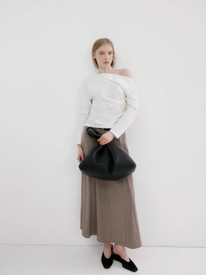 Bluzka bawełniana z asymetrycznym dekoltem złamana biel - Kobieta - - MANGO