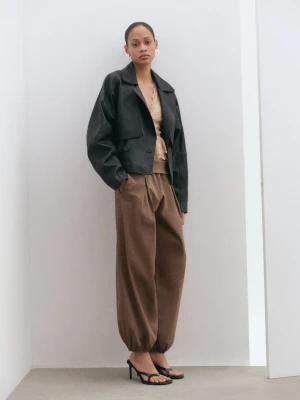 Bluzka koronkowa z falbankami beżowy - Kobieta - - MANGO