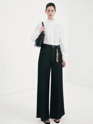 MANGO - Bluzka kwiatowy haft złamana biel - - Kobieta