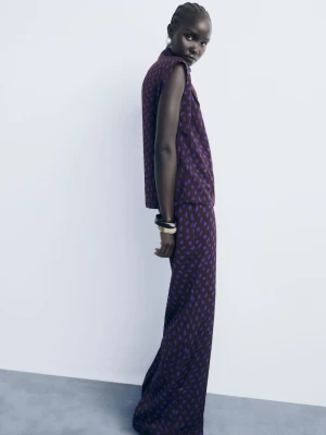 Bluzka w groszki z drapowanym dekoltem brązowy - Kobieta - - MANGO