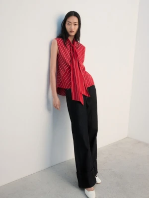 Bluzka w paski z szalem czerwony - Kobieta - - MANGO