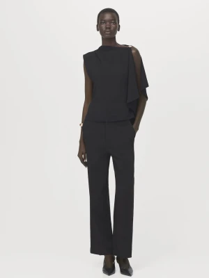 MANGO - Bluzka z asymetrycznym dekoltem czarny - - Kobieta