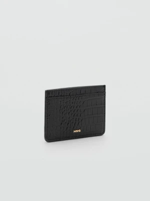 MANGO - Błyszczące etui na karty z efektem skóry krokodyla czarny - Rozmiar uniwersalny - Kobieta