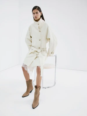 Botki z dwoiny z ćwiekami piaskowy - Kobieta - - MANGO